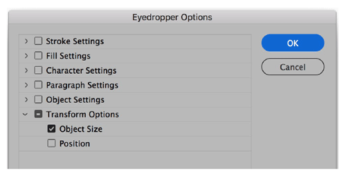 Eyedropper Options menu